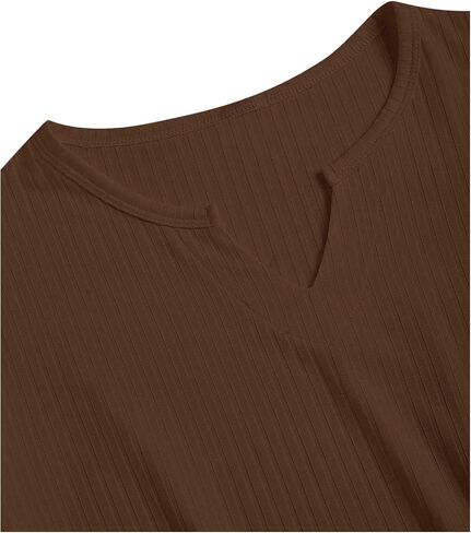 Men's Ribbed Knit Notched V Neck Tees Casual Short Sleeve T Shirt Summer Basic Tops in Saudi Arabia