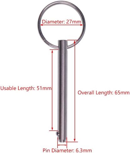 ZTUOAUMA 4X 1/4'' Diameter Simple Insert Quick Release Pins Boat Canopy Marine Hardware Bimini Top Pins 316 Stainless Steel 2'' Usable 2-1/2'' Overall with Pull Ring for Marine Boats Ships in Saudi Arabia