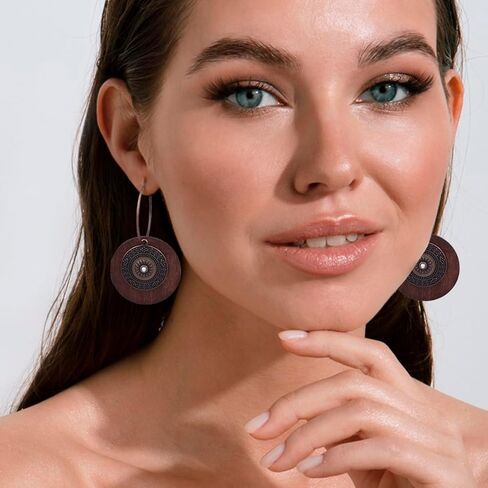 EIELO 16 Pairs بوهو خمر استرخى أقراط للنساء هندسية مستديرة عباد الشمس أقراط العرقية نمط البوهيمي إسقاط طقم من الحلقان in Kuwait