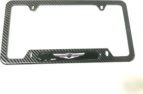 Carbon Fiber Style Stainless Steel Rust Free Genesis License Plate Cover Frames Holder with Screw Caps for Hyunda Genesisi (1 CB) in Saudi Arabia