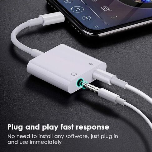 [معتمد من Apple MFi] عبوتان من محول سماعة الرأس iPhone، 2 في 1 Lightning إلى 3.5 ملم مقبس سماعة الرأس Aux Audio + كابل الشاحن محول دونجل لهاتف iPhone 14 13 12 11 XS XR X 8 7، يدعم iOS 17 in Saudi Arabia