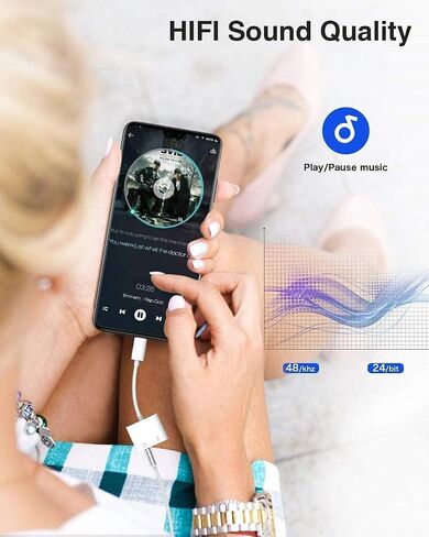 [معتمد من Apple MFi] عبوتان من محول سماعة الرأس iPhone، 2 في 1 Lightning إلى 3.5 ملم مقبس سماعة الرأس Aux Audio + كابل الشاحن محول دونجل لهاتف iPhone 14 13 12 11 XS XR X 8 7، يدعم iOS 17 in Saudi Arabia