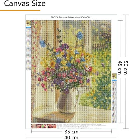 5D Diamond Painting Kit for Adults Summer Flower Vase 16x20 Inches / 40x50CM Full Round Drill DIY Diamond Art Craft Window Flower Vase in Sunshine in Saudi Arabia