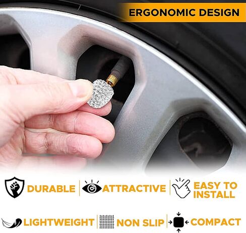 EcoNour Bling Tire Stem Valve Cap (4 Pack) | Protect Your Tire Valves from Dirt & Corrosion with Tire Air Caps | Universal Tire Stem Caps for Cars, Motorbikes and Trucks | Girl Car Accessories in Saudi Arabia