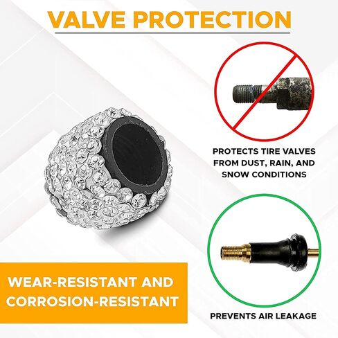 EcoNour Bling Tire Stem Valve Cap (4 Pack) | Protect Your Tire Valves from Dirt & Corrosion with Tire Air Caps | Universal Tire Stem Caps for Cars, Motorbikes and Trucks | Girl Car Accessories in Saudi Arabia