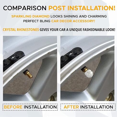 EcoNour Bling Tire Stem Valve Cap (4 Pack) | Protect Your Tire Valves from Dirt & Corrosion with Tire Air Caps | Universal Tire Stem Caps for Cars, Motorbikes and Trucks | Girl Car Accessories in Saudi Arabia
