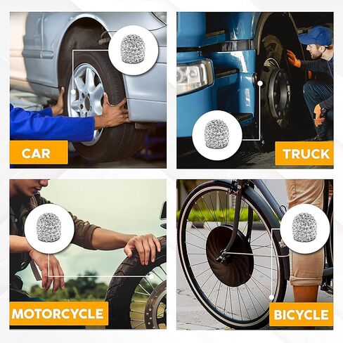 EcoNour Bling Tire Stem Valve Cap (4 Pack) | Protect Your Tire Valves from Dirt & Corrosion with Tire Air Caps | Universal Tire Stem Caps for Cars, Motorbikes and Trucks | Girl Car Accessories in Saudi Arabia