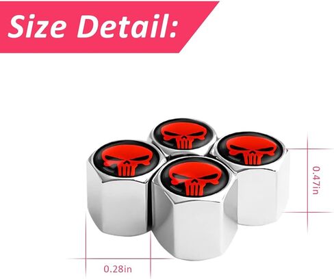 4PCS Skull Car Tire Valve Stem Caps, Auto Wheel Airtight Dust Proof Covers, Leak-Proof Antirust Skull Logo Tire Air Pressure Caps, Car Accessories Universal for SUV, Car, Truck (Silver/Red) in Saudi Arabia