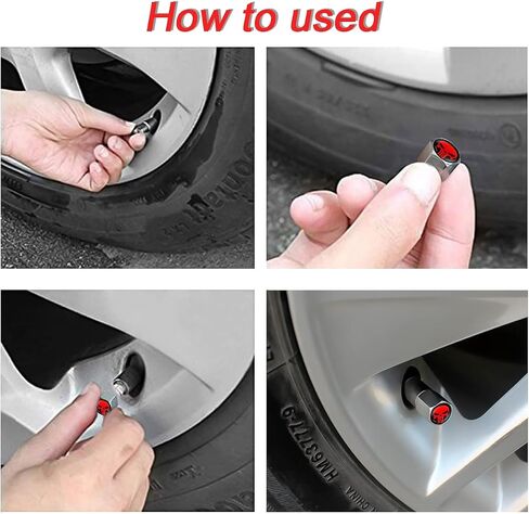 4PCS Skull Car Tire Valve Stem Caps, Auto Wheel Airtight Dust Proof Covers, Leak-Proof Antirust Skull Logo Tire Air Pressure Caps, Car Accessories Universal for SUV, Car, Truck (Silver/Red) in Saudi Arabia