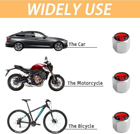 4PCS Skull Car Tire Valve Stem Caps, Auto Wheel Airtight Dust Proof Covers, Leak-Proof Antirust Skull Logo Tire Air Pressure Caps, Car Accessories Universal for SUV, Car, Truck (Silver/Red) in Saudi Arabia