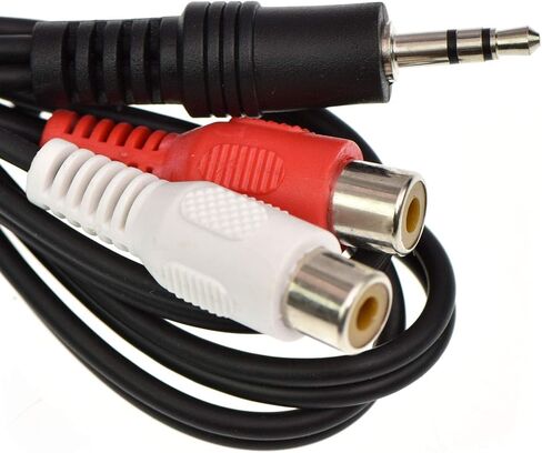 وصلة ذكر ستيريو 3.5 مم 1/8 بوصة من Conext Link إلى 2 RCA أنثى جاك Aux Audio Y وصلة كابل سلك 1 متر (13040) in Saudi Arabia