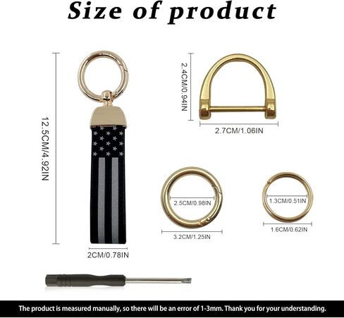 stymart American USA Flag Car Keychain, Anti-Lost D-Ring with 360-degree Rotatable Swivel, Keychain Accessories with Zinc Alloy Suit, Universal Car Accessories Keychain(Black) in Saudi Arabia