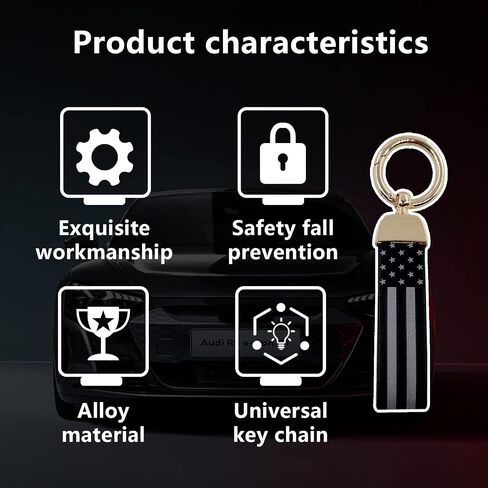 stymart American USA Flag Car Keychain, Anti-Lost D-Ring with 360-degree Rotatable Swivel, Keychain Accessories with Zinc Alloy Suit, Universal Car Accessories Keychain(Black) in Saudi Arabia