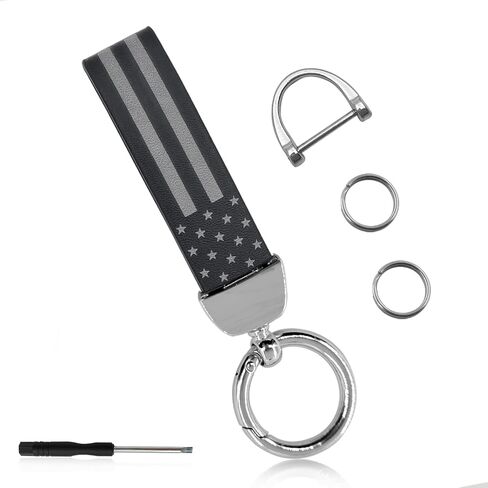 stymart American USA Flag Car Keychain, Anti-Lost D-Ring with 360-degree Rotatable Swivel, Keychain Accessories with Zinc Alloy Suit, Universal Car Accessories Keychain(Black) in Saudi Arabia