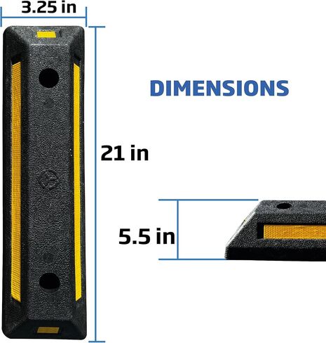 منتجات EASYGO، حواجز مواقف السيارات للمرآب، سدادة العجلات شديدة التحمل، 4 خطوط عاكسة من الجوانب، جميع المركبات والسيارات والشاحنات، بطول 21 بوصة × ارتفاع 3.25 بوصة × 5.5 بوصة، درجة احترافية عميقة، عبوتان in Kuwait