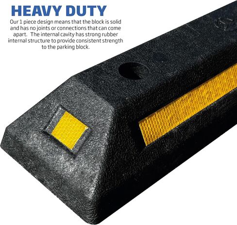 منتجات EASYGO، حواجز مواقف السيارات للمرآب، سدادة العجلات شديدة التحمل، 4 خطوط عاكسة من الجوانب، جميع المركبات والسيارات والشاحنات، بطول 21 بوصة × ارتفاع 3.25 بوصة × 5.5 بوصة، درجة احترافية عميقة، عبوتان in Kuwait