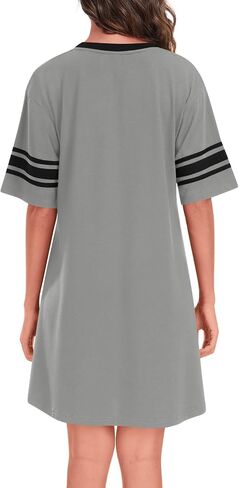 Womens Nightgowns Short Sleeve Sleepshirt Sleepwear Casual V Neck Sleep Dress Loungewear Nightshirts in Saudi Arabia
