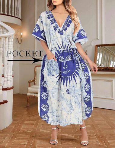 HAPPY BAY Women's Kaftan Long Boho Loose Dress in Saudi Arabia