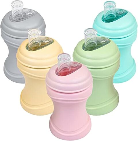 Re-Play 5pk 8oz Transition Sippy Cups for Baby Toddler, Medical Grade Silicone Soft Spout & Travel Lid, Easy to Hold Hourglass Shape, Made in USA from BPA Free Recycled Milk Jugs, Sweethearts in Saudi Arabia