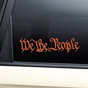 We The People United States Constitution Vinyl Decal Laptop Car Truck Bumper Window Sticker - Orange