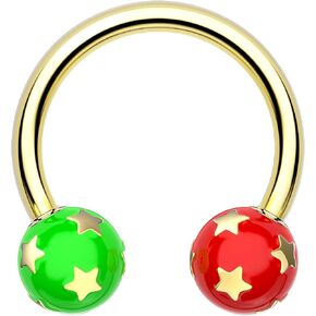 COCHARM Christmas Gold Septum Rings 16G Dainty Septum Jewelry Internally Threaded Helix Daith Earrings Hoop for Women Green Daith Piercing Jewelry Stainless Steel