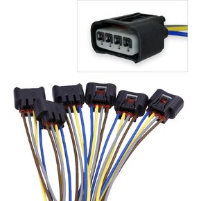 Pack-6 Ignition Coil Connector Plug Harness, Compatible with Toyota Camry Corolla Reiz Camry RAV4 (Black)