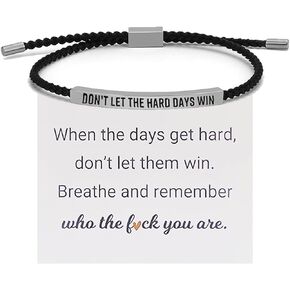 Dont Let The Hard Days Win Bracelet Stainless Steel Tube Engraved Inspirational Bracelet Adjustable Handmade Braided Bracelet for Women Men Inspirational Jewelry Gifts