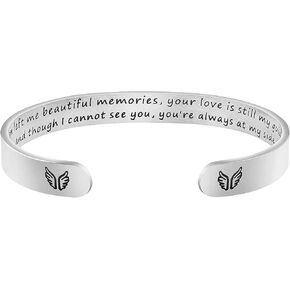 هدية تذكارية من JoycuFF لفقدان من أحببت هدية فراشة للأم المفقودة والأب من الفولاذ المقاوم للصدأ مجوهرات منقوشة تقول أنك تركت لي ذكريات جميلة، حبك هو دليلي... in Kuwait