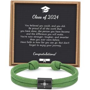 JoycuFF 𝗚𝗿𝗮𝗱𝘂𝗮𝘁𝗶𝗼𝗻 𝗚𝗶𝗳𝘁𝘀 𝗳𝗼𝗿 𝗛𝗲𝗿, College Graduation Gifts Adjustable Compass Bracelets for Bestie, Classmates, Daughter, Sister, Granddaughter