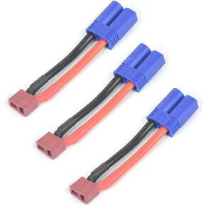 3 pcs EC5 Male to Deans Style T-Plug Female Connector RC Conversion Adapter 12 AWG Wire Cable for RC Hobby Model FPV Drone Car Lipo NiMH Battery ESC, Blue and Red (AJF01001214Hb)