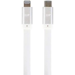 كابل Lightning مسطح معتمد من Apple MFi إلى USB من النوع C للشحن السريع والمزامنة - مقاوم للتشابك، موصلات ألومنيوم، 18 وات PD، 6 أقدام، أبيض in Kuwait