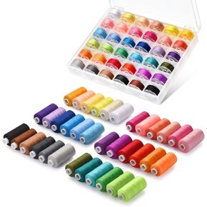 72pcs Sewing Thread kit, 36 Colors Sewing Machine Threads, Prewound Bobbins Sewing Threads Kit, Sewing Machine Thread Assortment, 400 Yards per Spools Polyester Thread