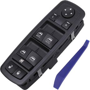 Driver Side Power Window Switch Compatible with 2009-2012 Dodge RAM 1500/2500 / 3500 Quad & Crew Cab Pickup, Double Auto Buttons (Without Power-Fold Mirrors, Replaces 4602863AB, 4602863AC)