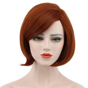 Women's Short Bob Straight Dark Orange Wig Halloween Cosplay Wig Anime Costume Party Wig
