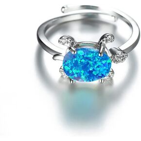 Cultured Opal Turtle Open Statement Ring Cubic Zirconia Crystal Sea Animals Pets Adjustable Stacking Finger Band Promise Eternity Wedding Expand Rings Cute Jewelry for Women Teen Girls Gifts