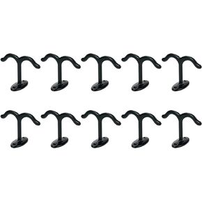 10 PCS Zinc Alloy Black Double Prong Ceiling Hook, Top Mount Hooks with Screws for Closet Top Kitchen Cabinet Garage Hanging Clothes, Towels or Other Utensils