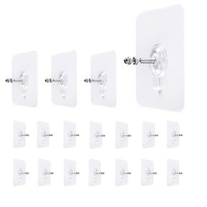 LAJAR 18 Pack Adhesive Wall Screws Hanging Nails, Seamless Screws for Wall Mounting, Nail-Free Stickers for Kitchen, Shower and Bathroom (6mm)