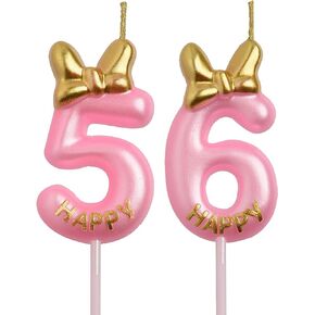 56th 65th Birthday Candles, Gold 65 56 Year Old Cake Topper Number Birthday Candles, Birthday Party Decorations Gifts for Women Men