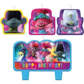 Trolls World Tour Birthday Candles - Assorted Sizes, 4 Pcs