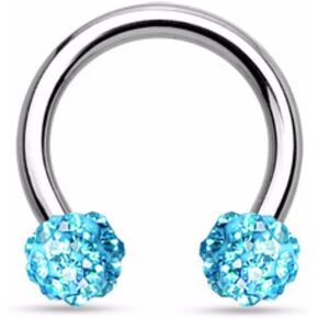 Crystal Paved Ferido Balls 316L Surgical Steel WildKlass Circular Barbell Horseshoe