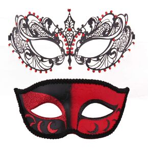 Masquerade Mask Couple Set Metal Masks Venetian Party Mask Halloween Costume Mask Mardi Gras Mask in Kuwait