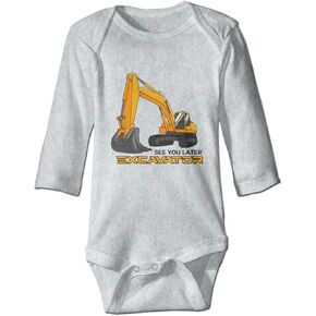unisex-baby See You Later Excavator Boutique Long Sleeve BodySuit, Gray, 6-12 Months