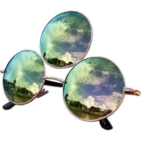 Third Eye Sunglasses, Emerald Green with Pink Reflective Lens