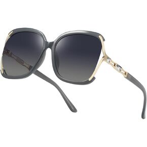 Sunglasses Womens Trendy,Oversized Square Shades,Classic Metal Frame Diamond Shiny Sun Glasses