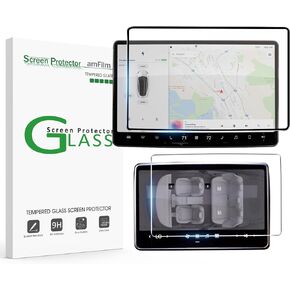 amFilm Tesla Model 3 Highland 2024 Tempered Glass Screen Protector for 15" Center Touchscreen and 8" Rear Touchscreen- Easy Installation, High Touch Sensitivity, Bubble Free, 1+1 Pack