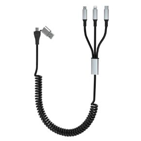 كابل شحن متعدد [معتمد من MFi]، كابل شاحن iPhone ملفوف 5 في 1، محول سلك شحن سريع USB متعدد، موصلات منافذ USB ميكرو من النوع C المتوافقة مع الهواتف المحمولة والأجهزة اللوحية in Kuwait