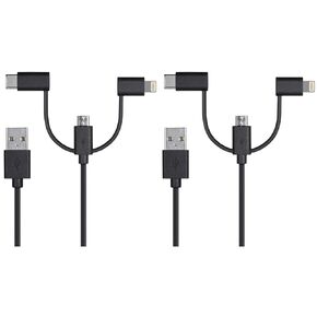 Monoprice 118789 Apple MFi Certified USB to Micro USB + USB Type-C + Lightning Charge And Sync Cable - 3 Feet - Black
