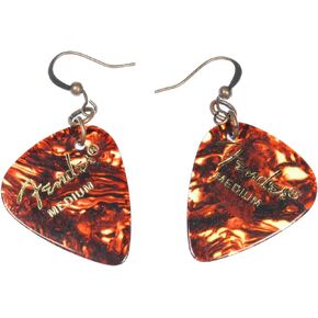 "Guitar Player", Tortoiseshell Guitar Pick Earrings on French Wires
