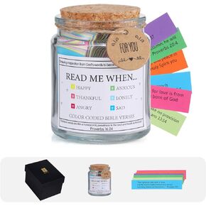 Bible Verse Jar｜Bible Verses in a Jar｜The Hope Jar Bible Verses｜Read Me When Bible Verses Jar｜Bible Verses for Emotions and Feelings｜Bible Study Supplies｜Prayer Jar｜Christian Gifts｜Glass Jar