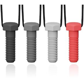 Chew Necklaces for Sensory Kids, 4 Pack Chewy Necklace Sensory Boys and Girls with Autism, ADHD, SPD, Biting, Silicone Teething Necklace Oral Chew Toys for Adults Reduce Chewing Anxiety Fidget